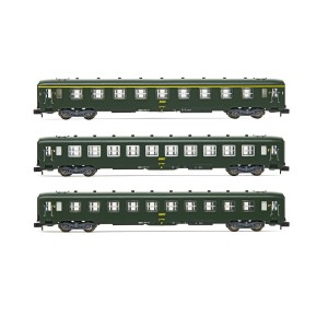 3 voitures DEV AO (A9, 2 x B10), vertes, SNCF- Arnold HN4385- N 1/160 - SNCF - ép. IV