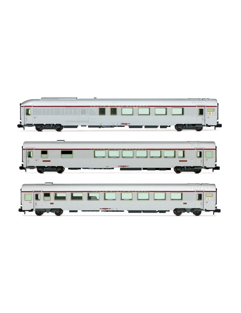 3 voitures inox TEE, Sncf - Paris - Ruhr, Ep IV - N 1/160 - ARNOLD HN4444