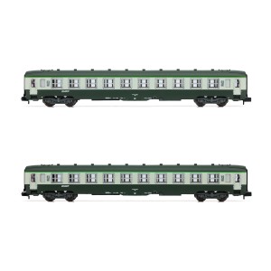 Voitures voyageurs SNCF DEV AO « B10 », livrée vert/gris logo nouille, ép. IV Arnold HN4449 – N 1/160