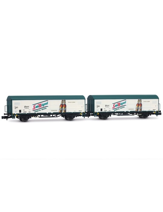Wagons couverts RENFE JPD « San Miguel », livrée publicitaire, époque V Arnold HN6704 – N 1/160