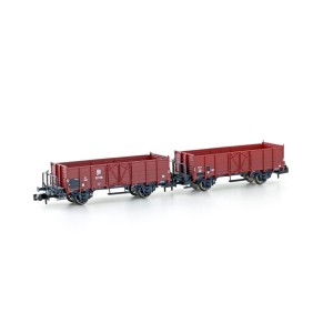 Ensemble de 2 wagons ouverts L6 de la SBB, époque III, échelle N 1:160. Transport de fret divers sur réseau suisse.