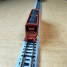 2 Wagons-trémies RENFE Faoos « SALTRA / CARFE », 4 essieux, chargés charbon, bruns, époques IV–V Arnold HN6671 – N 1/160