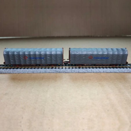 Wagons bâchés RENFE type Lis, logo Transfesa moderne, 2 essieux, époque V - arnold HN6711 – N 1/160