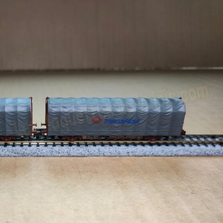 Wagons bâchés RENFE type Lis, logo Transfesa moderne, 2 essieux, époque V - arnold HN6711 – N 1/160