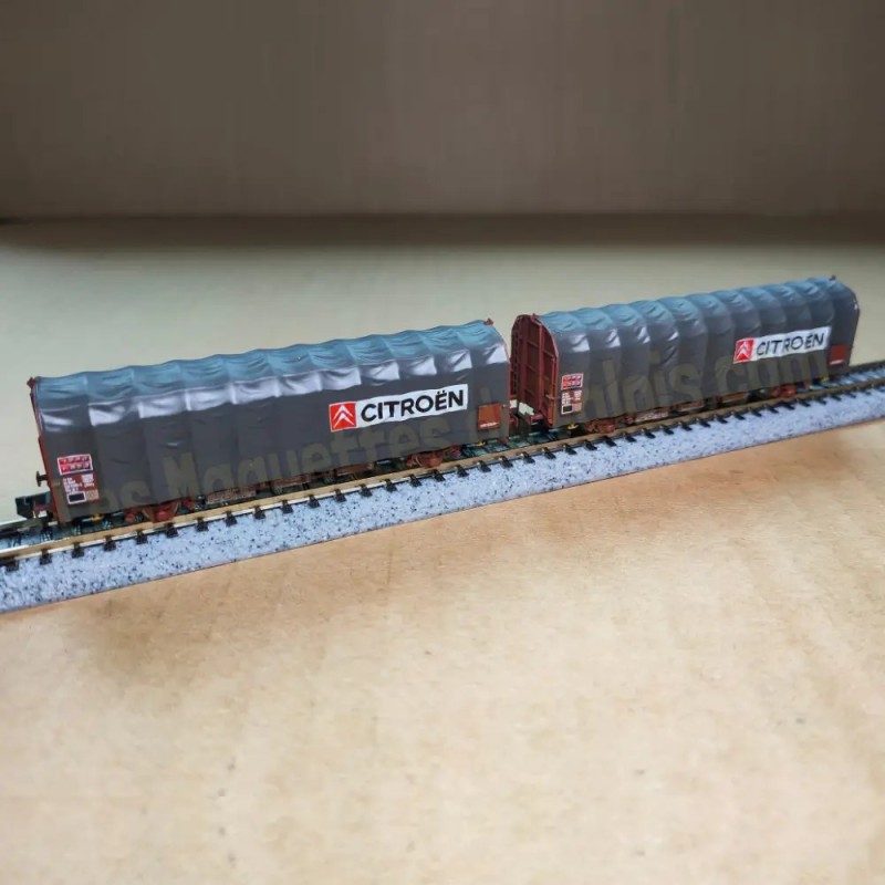Coffret de 2 wagons bâchés « Citroën » - Arnold HN6712 - N 1/160 - SNCF ,ép. IV-V