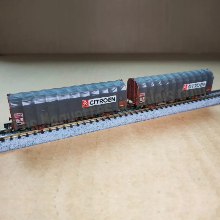 Coffret de 2 wagons bâchés « Citroën » - Arnold HN6712 - N 1/160 - SNCF ,ép. IV-V