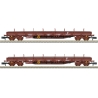 2 wagons plats « Uas » chargés de rails – Minitrix 18290 – N 1 :160 – SNCF (INFRA), époque VI