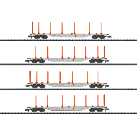 Coffret de 4 wagons-porteurs KLV type Sgns 121 – Ép VI – Minitrix 18710 – N 1:160