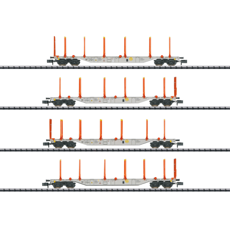Coffret de 4 wagons-porteurs KLV type Sgns 121 – Ép VI – Minitrix 18710 – N 1:160