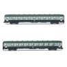 Voitures voyageurs SNCF DEV AO « B9 », livrée vert/gris logo encadré, ép. IV Arnold HN4448 – N 1/160