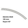 Rail courbe R195mm 45 degrés - échelle Z - Marklin 8520