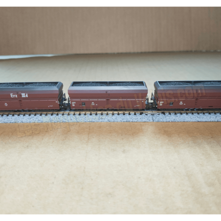 3 wagons trémie type Fad-50 OOtz, transport de charbon, DB - Minitrix 18269 – Échelle N (1 :160)