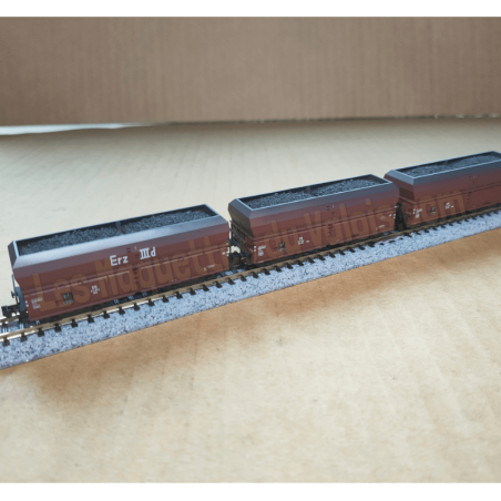 3 wagons trémie type Fad-50 OOtz, transport de charbon, DB - Minitrix 18269 – Échelle N (1 :160)