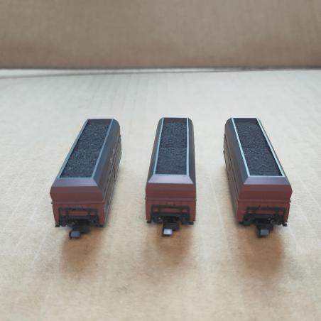 3 wagons trémie type Fad-50 OOtz, transport de charbon, DB - Minitrix 18269 – Échelle N (1 :160)