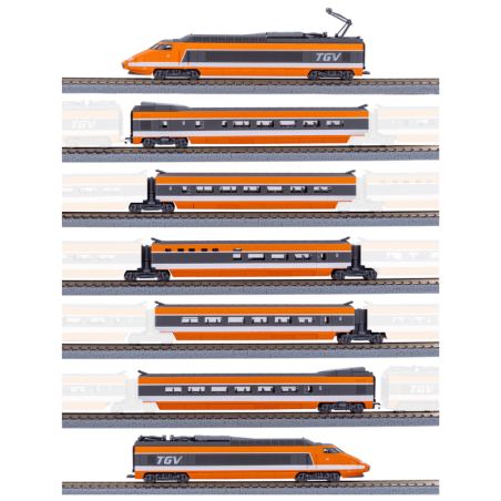 Coffret TGV Sud-Est Orange, SNCF, EP V - Analogique, Azar models T01-OR1A - Z 1/220