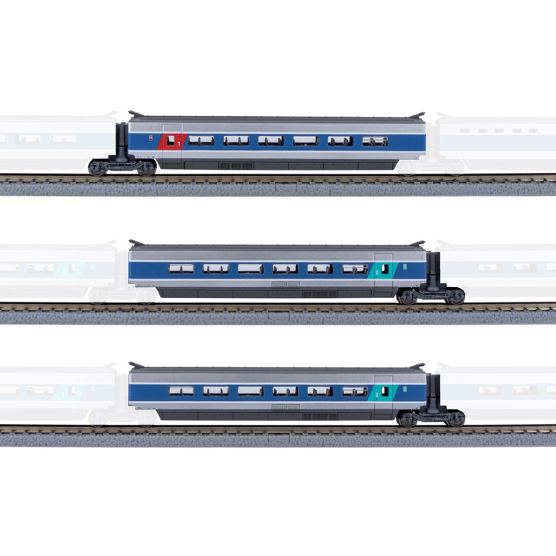 TGV Sud-Est - coffret 3 voitures supplémentaires - Atlantique - Azar mdels T01-AB2