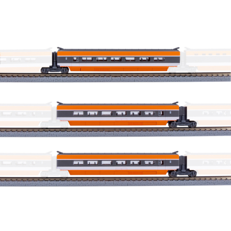 TGV Sud-Est - coffret 3 voitures supplémentaires - Atlantique - Azar models T01-OR2