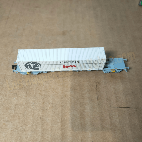 Wagon porte-conteneurs SNCF/Novatrans Sgss 60’, conteneur GEODIS 45’, gris, époque V Arnold HN6649 – N 1/160