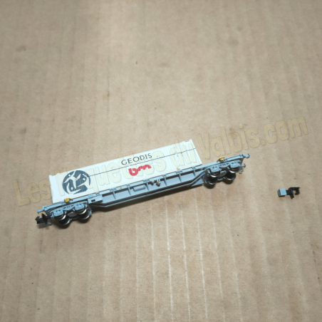 Wagon porte-conteneurs SNCF/Novatrans Sgss 60’, conteneur GEODIS 45’, gris, époque V Arnold HN6649 – N 1/160