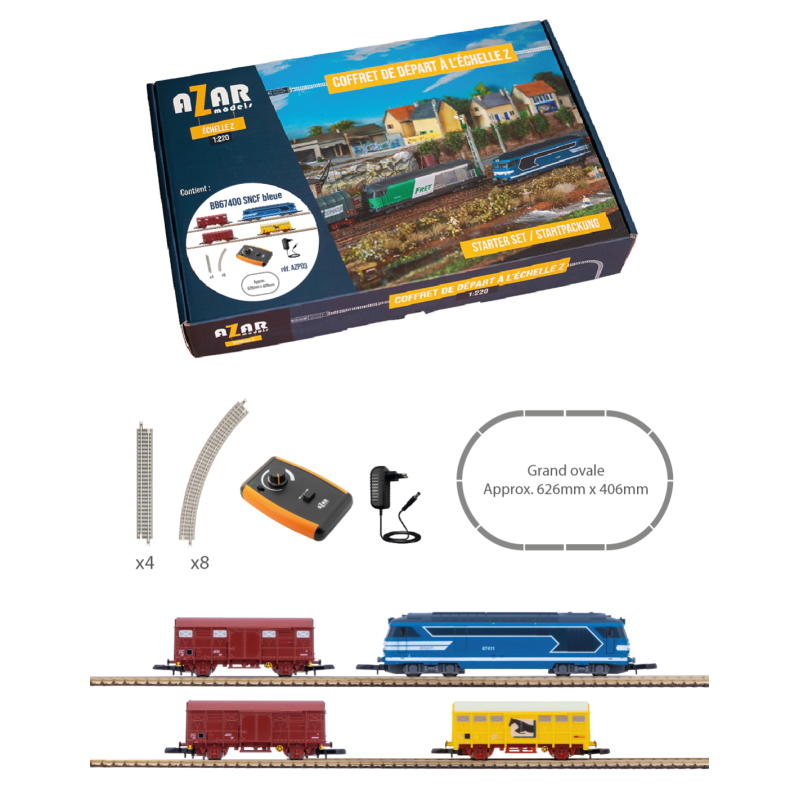 Coffret de départ analogique "bleue" BB67400 - SNCF - AZAR MODELS AZP03 - échelle Z 1:220