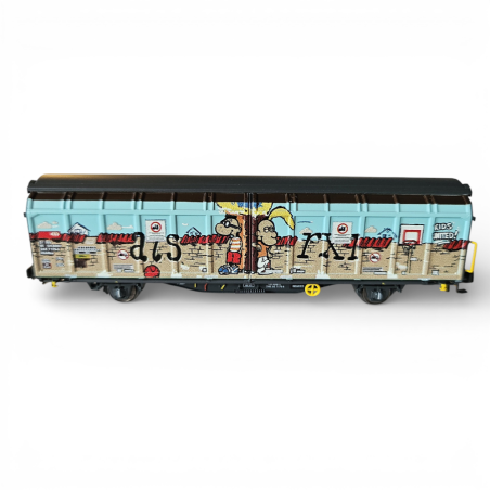 Wagon à parois coulissantes Hbbillns - SBB - livré graffiti - époque VI - Hobbytrain H24663 - N 1:160