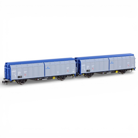 2 wagons à parois coulissantes Hbbillns PKP Cargo époque VI – Hobbytrain H24680 – N 1:160