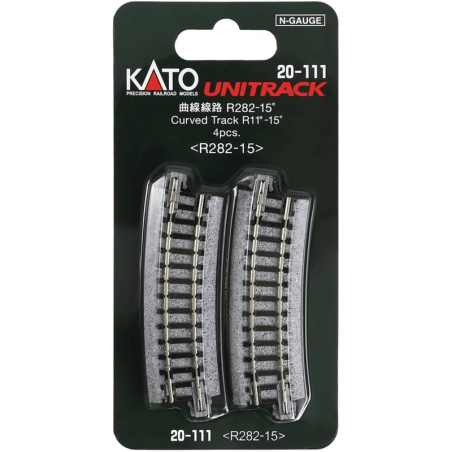 4 Rail courbe Kato Unitrack 282mm Échelle N, ref: 20-111