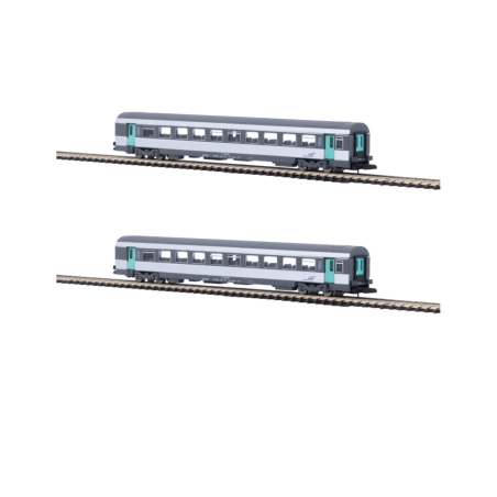 Coffret de 2 voitures Corail VTU 2e classe « Nouvelle décoration » SNCF – Azar Models V01-CPP2 – échelle Z