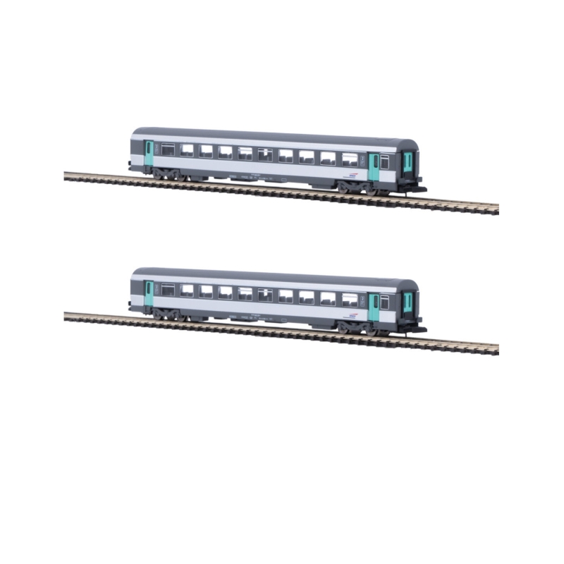 Coffret de 2 voitures Corail VTU 2e classe « Nouvelle décoration » SNCF – Azar Models V01-CPP2 – échelle Z
