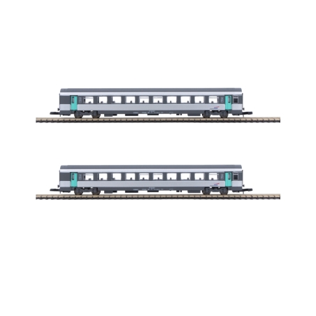 Coffret de 2 voitures Corail VTU 2e classe « Nouvelle décoration » SNCF – Azar Models V01-CPP2 – échelle Z