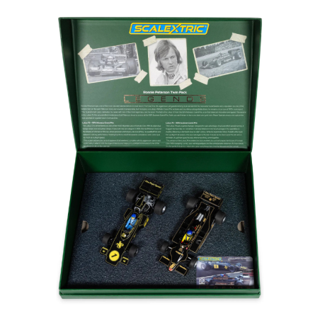 Coffret 2 voitures jumelées Lotus 72 et Lotus 79 – Ronnie Peterson – époque IV – Scalextric C4684A – échelle 1/32