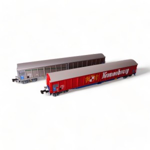 Coffret de 2 wagons à parois coulissantes Hobbytrain échelle N 1/160 réfference H23442.