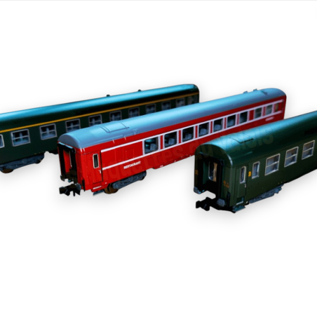 Coffret de 3 voitures grandes lignes « Nice - Paris », SNCF, époque IV, Minitrix 18219, échelle N 1/160