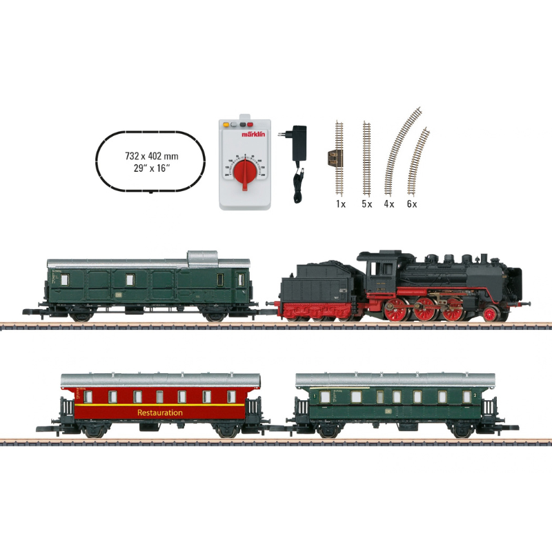 Coffret de départ train de voyageurs de musée avec locomotive à vapeur BR 24, époque III à V, Märklin 81874, échelle Z 1/220
