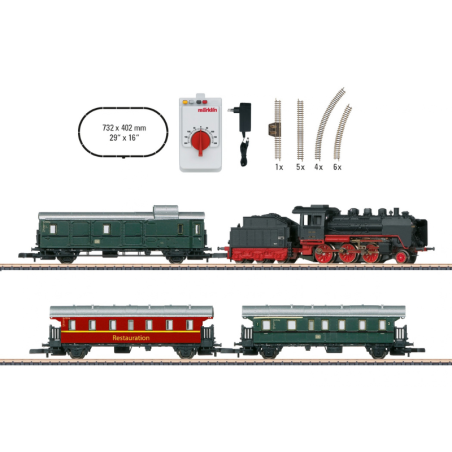 Coffret de départ train de voyageurs de musée avec locomotive à vapeur BR 24, époque III à V, Märklin 81874, échelle Z 1/220