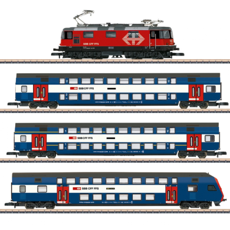 Coffret train de la S-Bahn de Zurich, locomotive électrique Re 420 LION et trois voitures, EP VI, Märklin 81195, Z 1/220