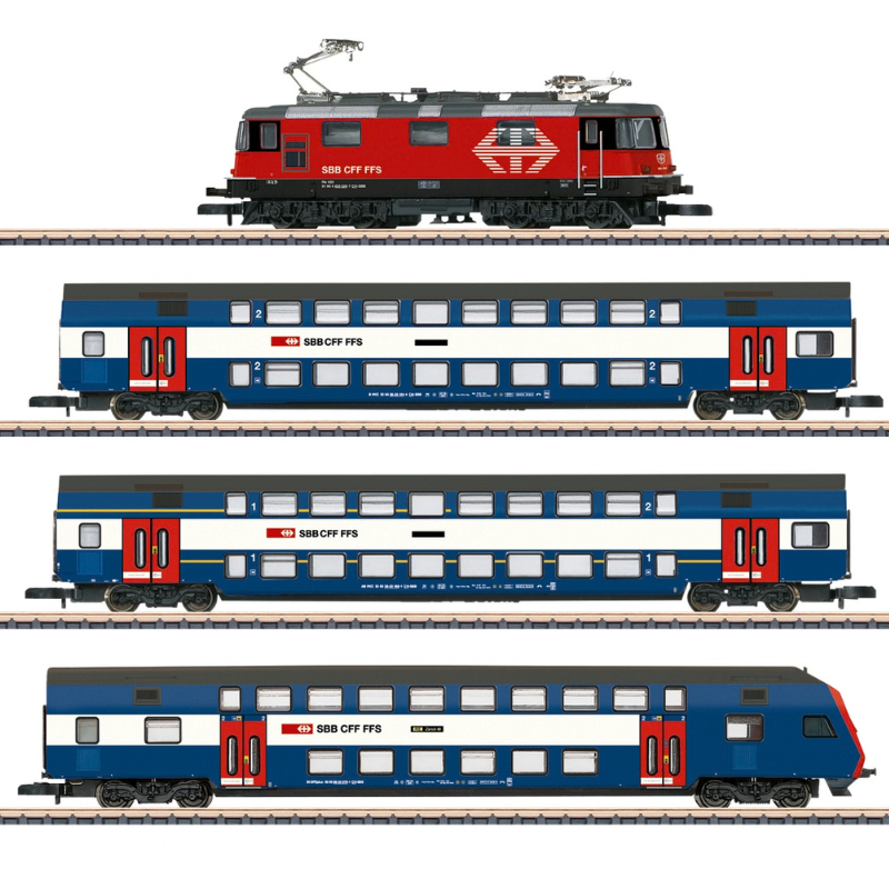 Coffret train de la S-Bahn de Zurich, locomotive électrique Re 420 LION et trois voitures, EP VI, Märklin 81195, Z 1/220