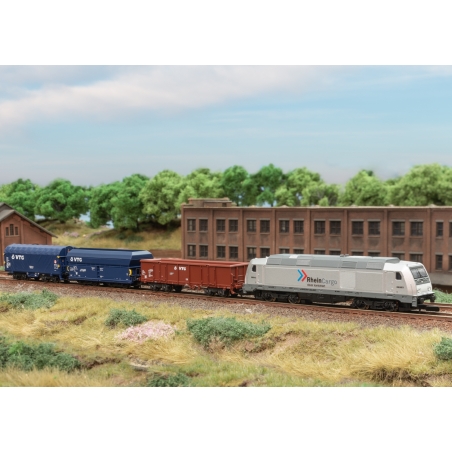 Coffret de départ Train marchandises moderne avec locomotive diesel BR 285 RheinCargo, EP VI, Märklin 81875, échelle Z