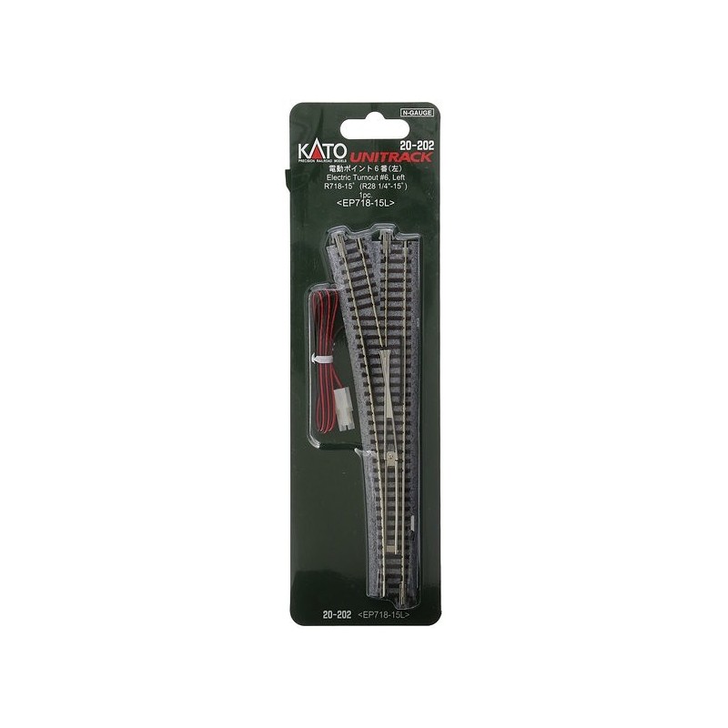 Aiguillage gauche Kato Unitrack 15° - 718 mm Échelle N, ref: 20-202