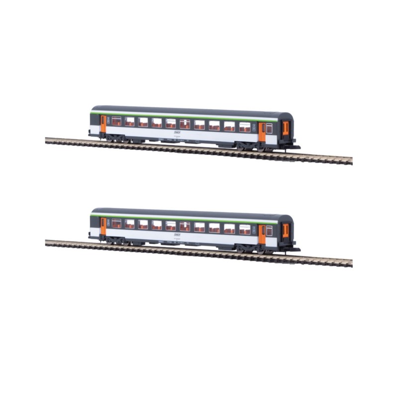 Coffret de 2 voitures Corail VTU 2e classe « Livrée d'origine » SNCF – Azar Models V01-ORP2 – échelle Z