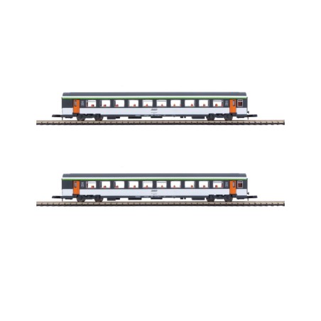 Coffret de 2 voitures Corail VTU 2e classe « Livrée d'origine » SNCF – Azar Models V01-ORP2 – échelle Z