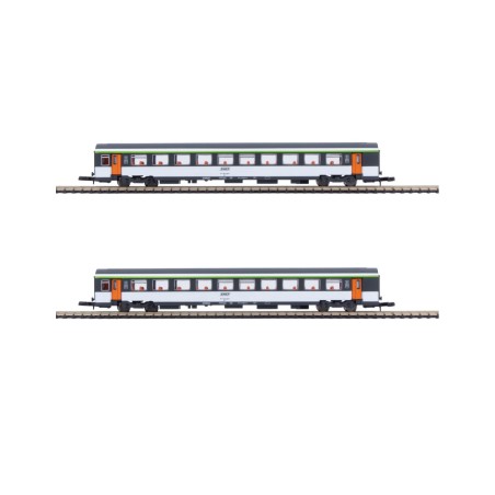 Coffret de 2 voitures Corail VTU 2e classe « Livrée d'origine » SNCF – Azar Models V01-ORP2 – échelle Z