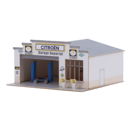 Garage typique français en laser cut avec plusieurs enseignes possibles- échelle Z 1/220 - Asar models