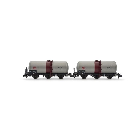 2 wagons-citernes à 3 essieux gris SNCF, SGTL SEWAR, ép. IV, Arnold HN6675, 1/160