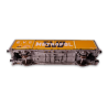 vue des bogies wagon SNCF jaune logo métropol blanc de la marque trains160